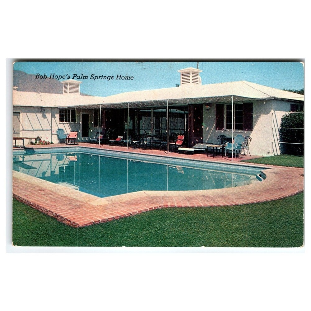 Bob Hope's Palm Springs Home Swimming Pool 1954 Plastichrome Postcard